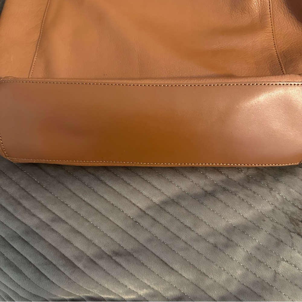 Lauren Ralph Lauren Chestnut Pebbled Leather Shoulder Tote Bag - Picture 7 of 15